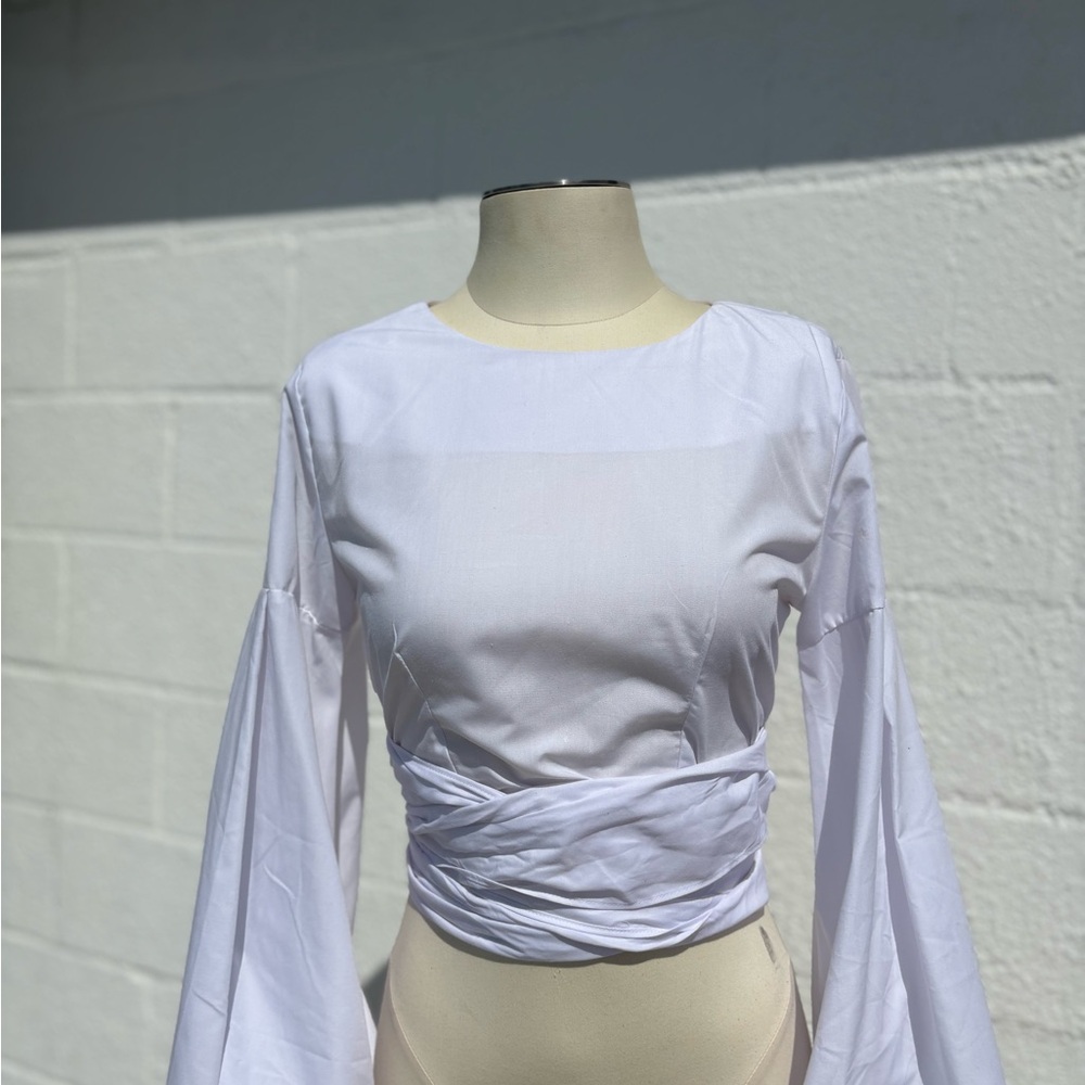 Elegant White Bell Sleeve Top